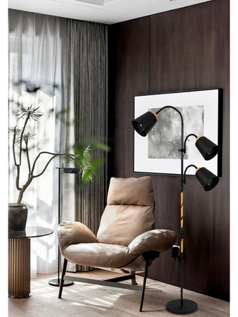 Lampa Podłogowa stojąca 3xE27 nowoczesna Czarna Regulowana do salonu Loft LPD-006 BLACK E27 LEDLUX