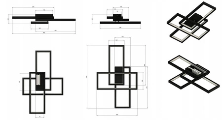 Lampa Sufitowa Wisząca LED Geometryczna LX- 1201 45W Biała 3000k-6000k LEDLUX