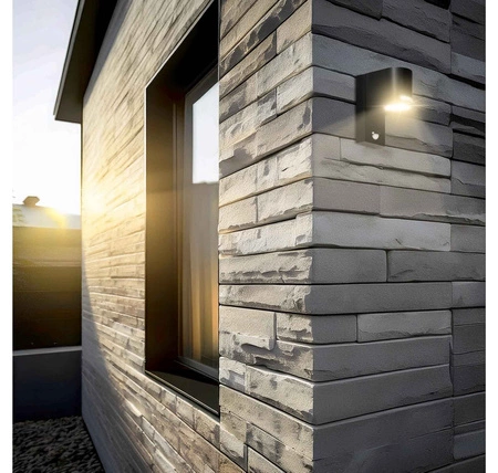 Kinkiet Ogrodowy Lampa Elewacyjna Zewnętrzna LX- 5003 Czarna Z Czujnikiem LEDLUX