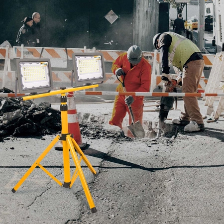 Halogen LED Statyw Budowlany Naświetlacz 2x100W / 200W 20000lm Przewód barwa biała neutralna LEDLUX