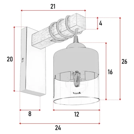 Kinkiet Czarny Lampa Ścienna Nowoczesna Loft Drewniana LX1176 BLACK 1x E27 LEDLUX