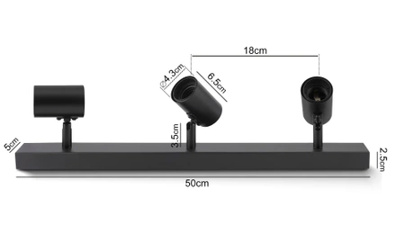 Oprawa Sufitowa Natynkowa Reflektor Listwa LX1003 BLACK 3x E27 LEDLUX