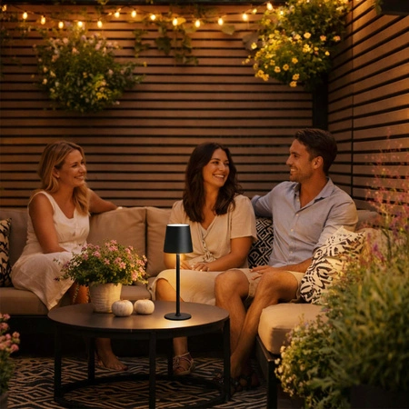 Lampa wewnętrzna zewnętrzna Lampka na taras ogródek stół LED USB Bezprzewodowa Czarna LB-001 BLACK