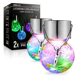 2x Lampka lampa SOLARNA Ogrodowa LED LATARENKA Szklana Kula RGB różne kolory LSOL-065 LEDLUX