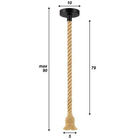 Lampa WISZĄCA sufitowa Oprawa żarówki Lina konopna BOHO 90cm SZNUR jutowy LX1435