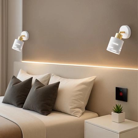 Kinkiet ścienny lampa sufitowa 2w1 E27 biały złoty nowoczesny wewnętrzny LX1432