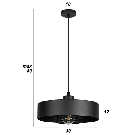 Lampa Wisząca LX- 1127 Czarna 1x E27 LEDLUX
