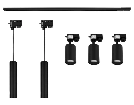 Zestaw Szynoprzewód Szyna 2m + 3x reflektor 2x lampa wisząca Gu10 LEDLUX