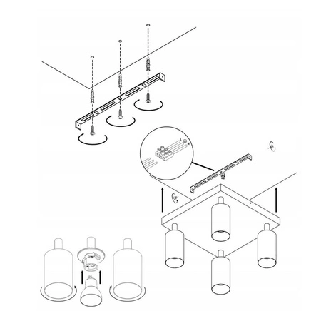 Oprawa Sufitowa Natynkowa Reflektor Kwadratowa GU10 LX-8370-4 Biała LEDLUX