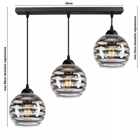 Lampa Wisząca LX- 1230 Czarna 3x E27 LEDLUX