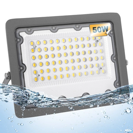 Halogen LED Statyw Budowlany Naświetlacz 1x50W / 50W 5000lm Stojak biała neutralna LEDLUX