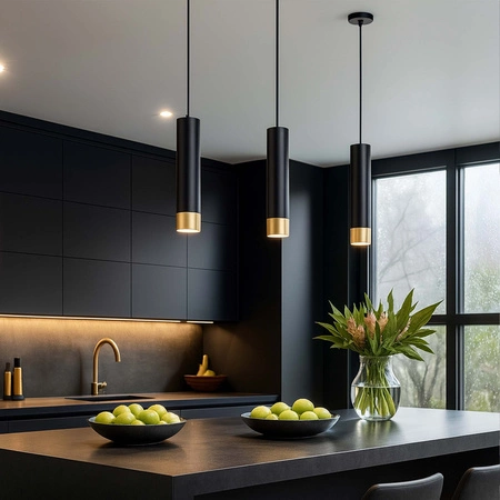 Lampa Sufitowa Wisząca LX-1412 Czarna + Złoto 1x GU10 LEDLUX