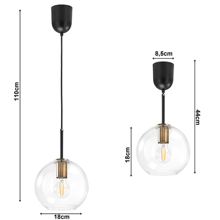 Lampa Wisząca LX-1300 Czarna + Miedź 1x E27 LEDLUX