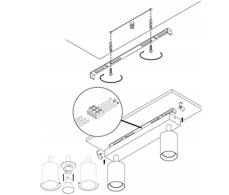 Zestaw Oprawa Sufitowa Natynkowa Reflektor Listwa LX- 8360- 2 Biała + 2x Żarówka GU10 4,5W biała ciepła LEDLUX