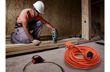 PRZEDŁUŻACZ OGRODOWY DO LAMPEK KOSIARKI BUDOWLANY GRUBY SZNUR 30m Orange LEDLUX