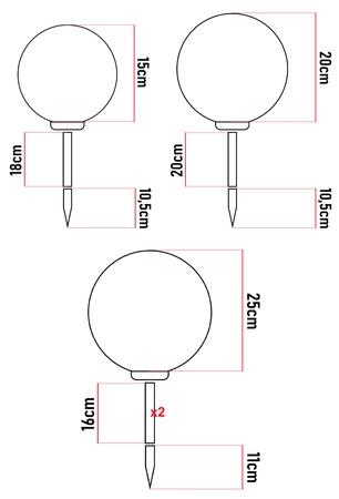 Zestaw LAMPA SOLARNA OGRODOWA BIAŁA KULA LED WBIJANA 15/20/25 LEDLUX