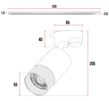 Szynoprzewód Zestaw Szyna 2m + 3x Lampa GU10 Złota Miedziana LED PREMIUM