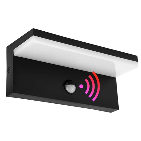 Lampa elewacyjna LED zewnętrzna kinkiet ogrodowy 10W biała neutralna PIR LEL-0002 PIR CZARNA LEDLUX