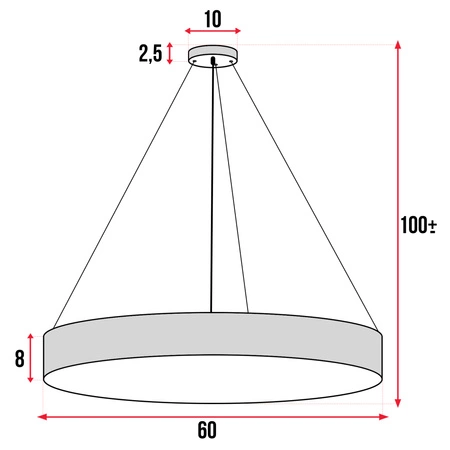 Lampa Sufitowa Wisząca LED Okrągła LX- 902 38W Czarna biała neutralna LEDLUX