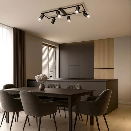 LAMPA SUFITOWA 6xGU10 czarna regulowana SPOT oprawa halogenowa natynkowa OPN-010 6x GU10 BLACK