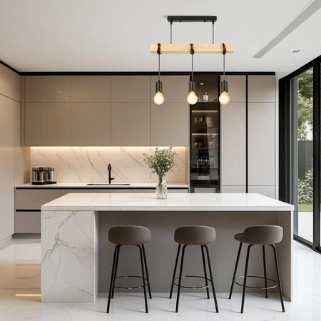 Lampa Wiszaca LX- 1320 Czarna + Drewno 3x E27 LEDLUX