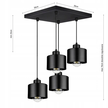 Lampa wisząca LX- 1119 Czarna + Miedź 4x E27 LEDLUX