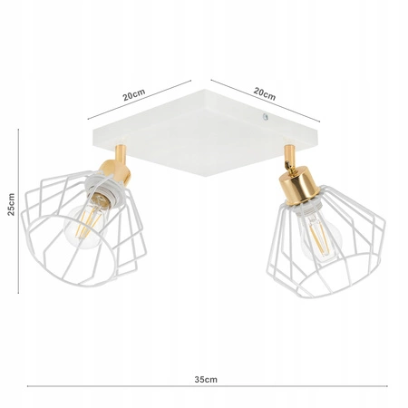 Lampa Sufitowa LX- 1369 Biała + Złoto 2x E27 LEDLUX