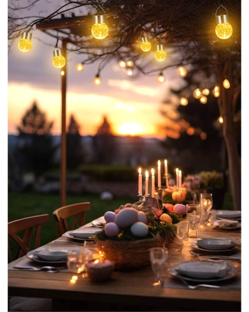 2x Lampka lampa SOLARNA Ogrodowa LED LATARENKA Szklana Kula biała ciepła LSOL-058 LEDLUX