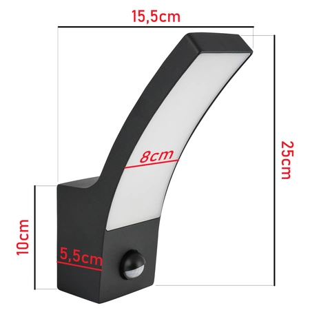 Kinkiet Ogrodowy Lampa Elewacyjna Zewnętrzna LX- 9118 z czujnikiem Czarny 10W biała neutralna LEDLUX