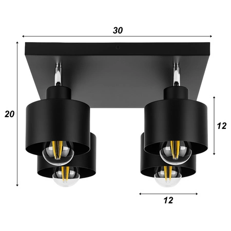 Lampa Sufitowa LX- 1041 Czarna 4x E27 LEDLUX