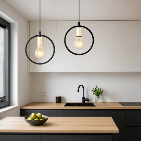 Lampa Wisząca LX-1360 Czarna+ Złoto 1x E27 LEDLUX