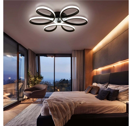 Lampa Sufitowa Wisząca LED Kwiatek LX- 934 90W+ Pilot Czarna 3000k-6000k LEDLUX