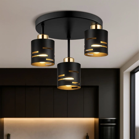 Lampa Wisząca Sufitowa Żyrandol Czarna Złota LX1431