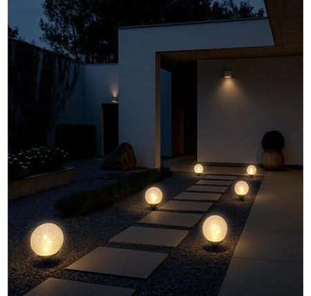 Lampa ogrodowa Kula solarna LED Szklana 10 cm Grube szkło wbijana naziemna LSOL-059 LEDLUX