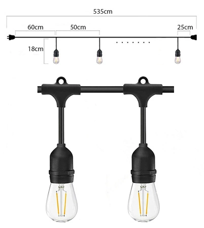 Girlanda świetlna LED Ogrodowa 5m 10x E27 LEDLUX