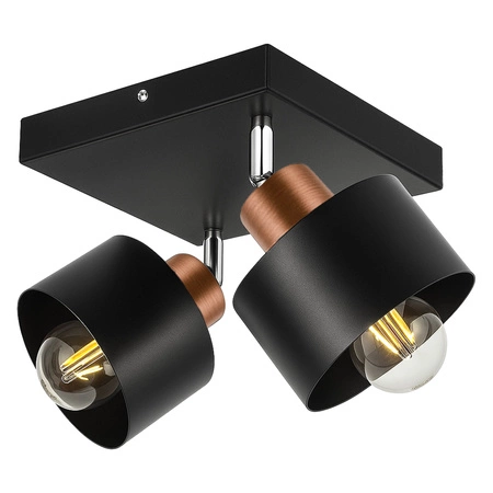 Lampa Sufitowa LX-1130 Czarna + Miedź 2x E27 LEDLUX
