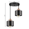 Lampa Wisząca LX- 1061 Czarna + Miedź 2x E27 LEDLUX
