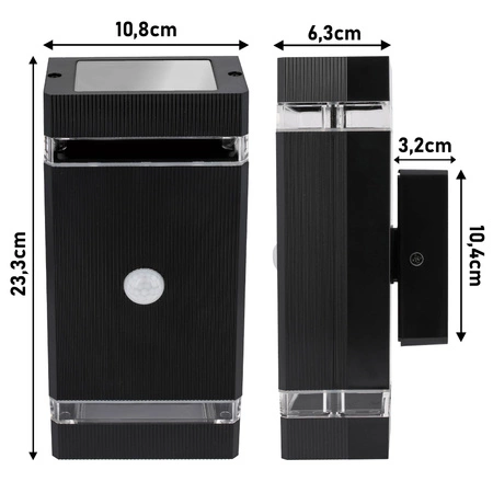 Kinkiet Ogrodowy Lampa Elewacyjna Zewnętrzna LX- 9110 PIR Czarna LEDLUX