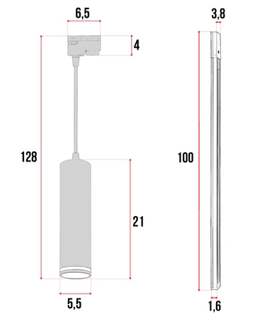 Zestaw Szyna Oświetleniowa Listwa 1m Czarna + 3x Reflektor Szynowy LampaTuba Czarny+ Pasek LEDLUX
