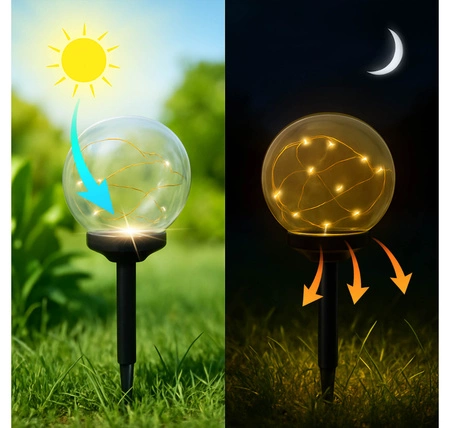 Lampa Solarna Ogrodowa LED Wbijana Ozdobna Dymiona Kulka Kula Szpikulec LSOL-050 LEDLUX