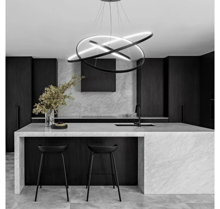 Lampa Sufitowa Wisząca LED Trzy Okręgi LX- 932 90W Czarna biała neutralna LEDLUX