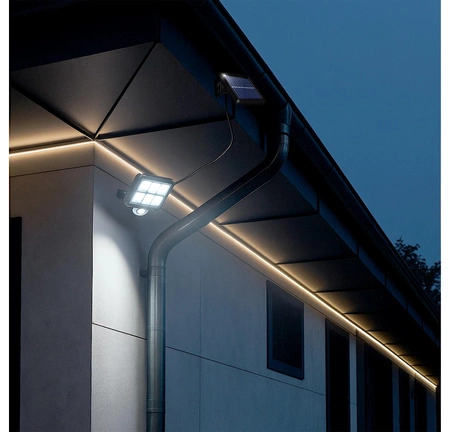 LAMPA LED Z PANELEM SOLARNYM NAŚWIETLACZ Z CZUJNIKIEM RUCHU IP44 + PILOT LSOL-036 LEDLUX