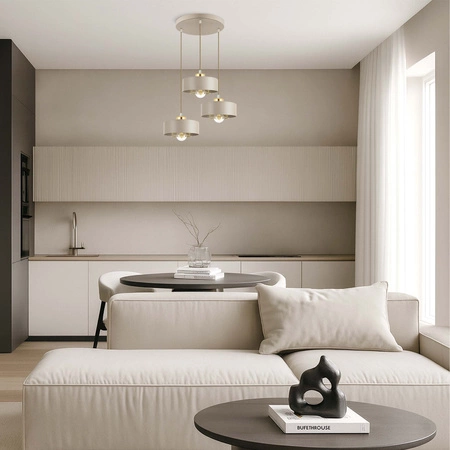 Lampa Wisząca Sufitowa Plafon Żyrandol Beżowa Ecru Kaszmir Loft Edison LX1185