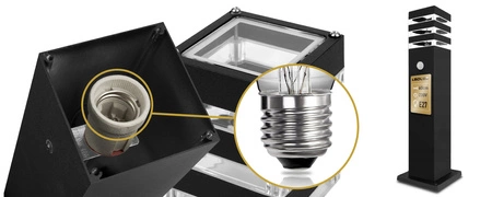 Lampa Ogrodowa Stojąca Słupek E27 LX-910 BLACK 60cm PIR LEDLUX