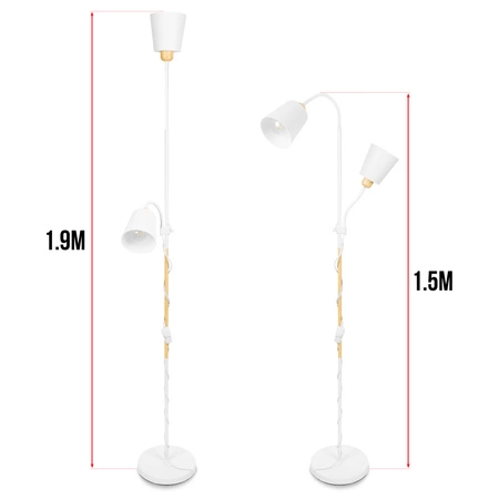 Lampa Podłogowa stojąca 2xE27 nowoczesna Regulowana do salonu Loft LPD-005 WHITE E27 LEDLUX