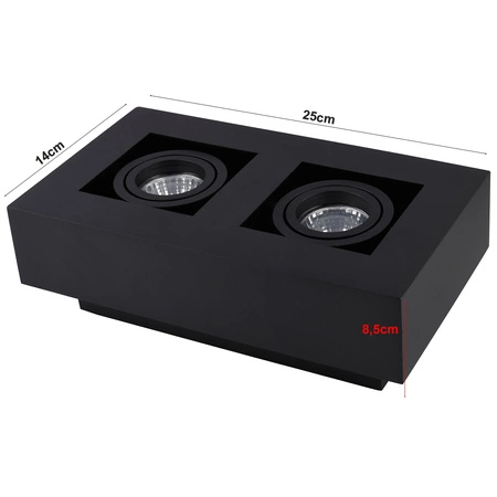 Oprawa Sufitowa Natynkowa SPOT Prostokąt LX- 75 Czarna 2x GU10 LEDLUX