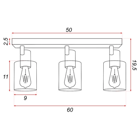 Lampa sufitowa led wisząca żyrandol szklana nowoczesna loft 3xE27 plafon LX-1064 LEDLUX