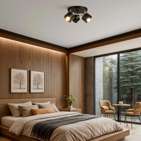 Lampa Sufitowa Żyrandol Plafon Czarna złota E27 Nowoczesna LED LX-1433