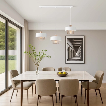 Lampa Wisząca LX- 1186 Biała + Miedź 3x E27 LEDLUX