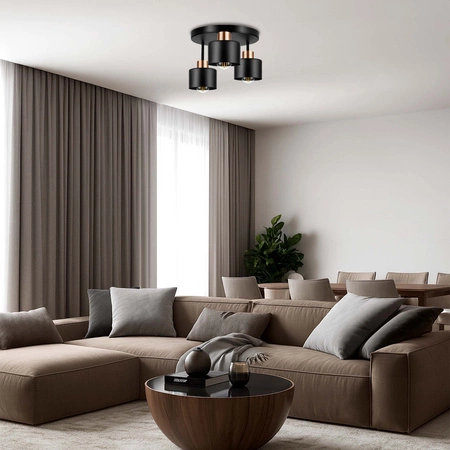 Lampa Sufitowa LX- 1020 Czarna + Miedź 3x E27 LEDLUX